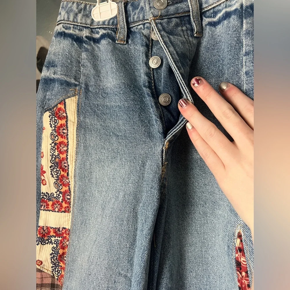 Free People Multicolor Patchwork Flare Jeans - Picture 5 of 6